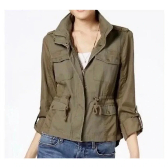 American Rag Jackets & Blazers - American Rag Cie Women Utility Jacket Olive Green Casual Full Zip, size L.